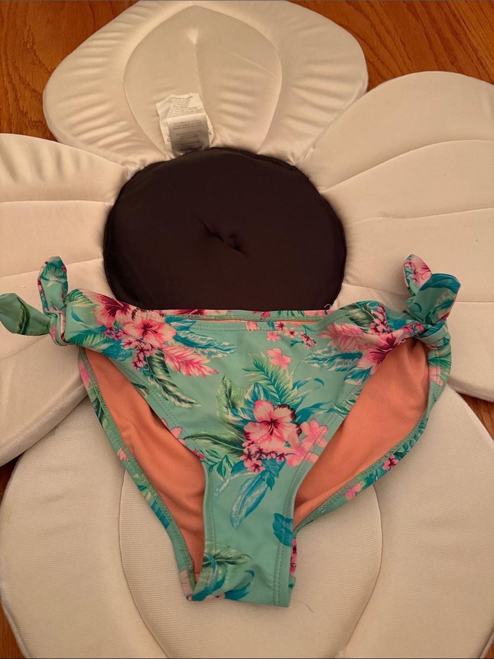 Breaking Waves Floral Tie-Side Bikini Bottoms Mint & Coral Girls Size 12